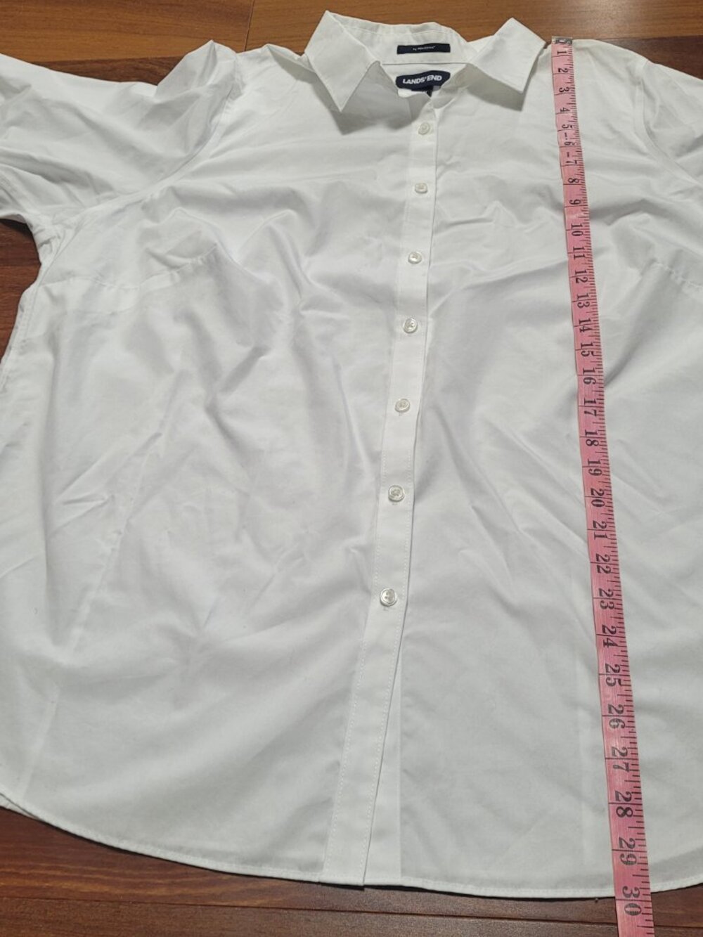 Lands End White Shirt Button Up Office Supima Cotton 22W Long Sleeves Collar - Picture 7 of 9